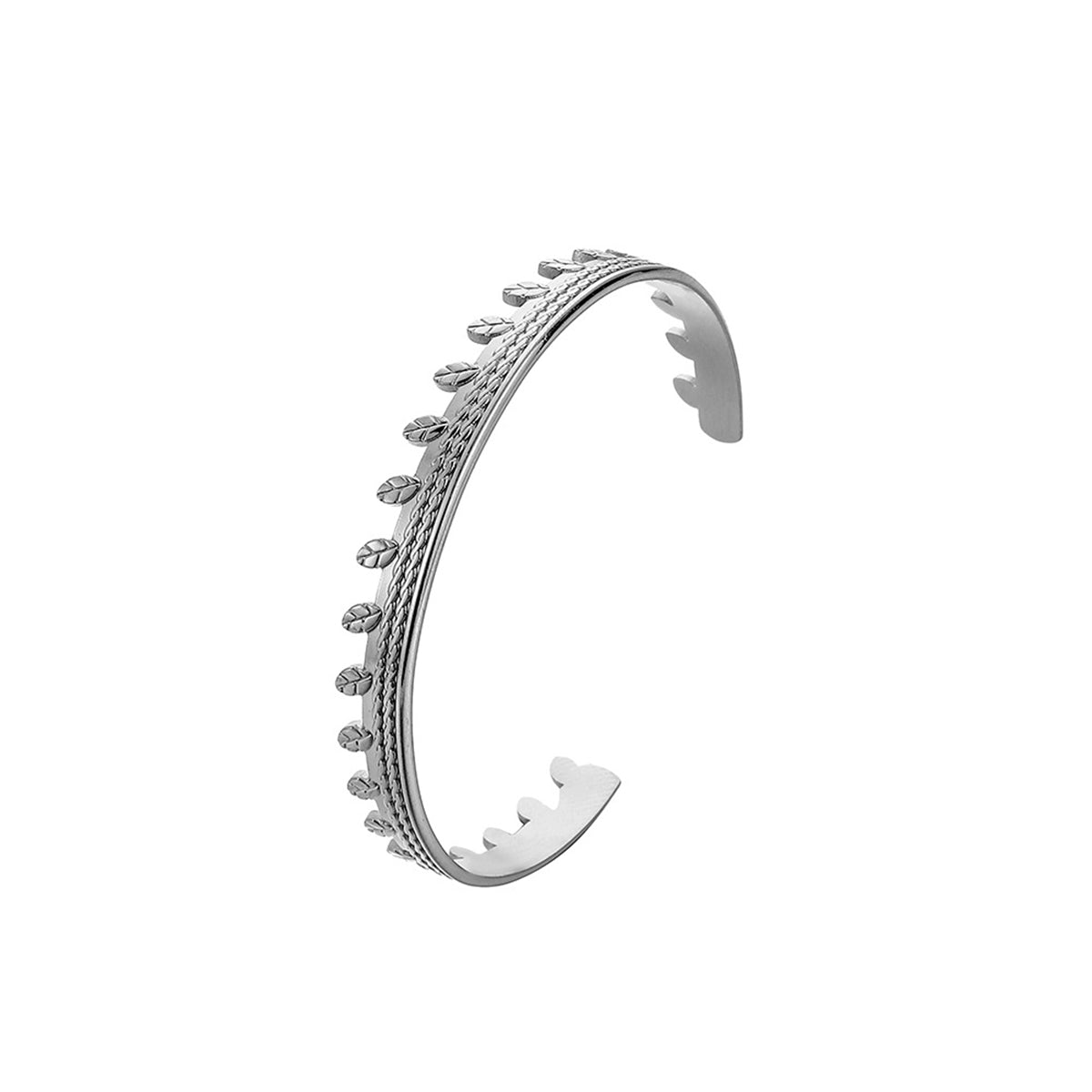 Stainless Steel Leaves Twine Cuff, stainless steel bracelet for women, everyday style, lifestyle look