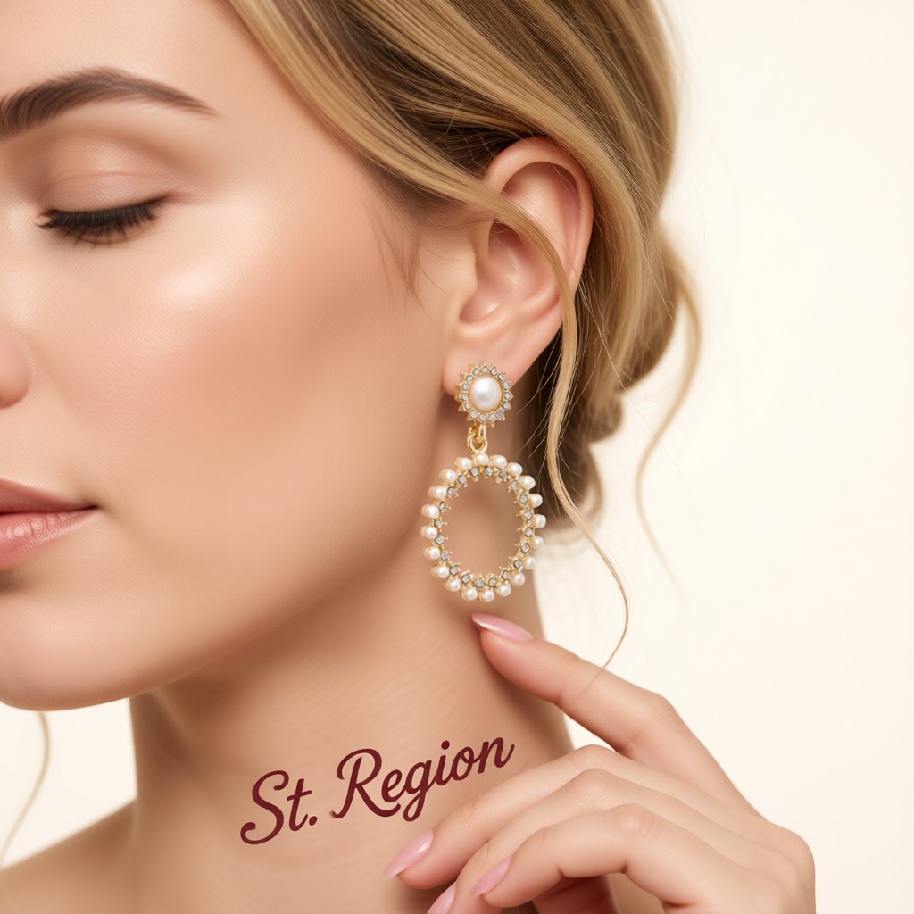 Pearl and Cubic Zirconia 18K Gold-Plated Open Circle Drop Earrings, gold drop earrings for women, styled look