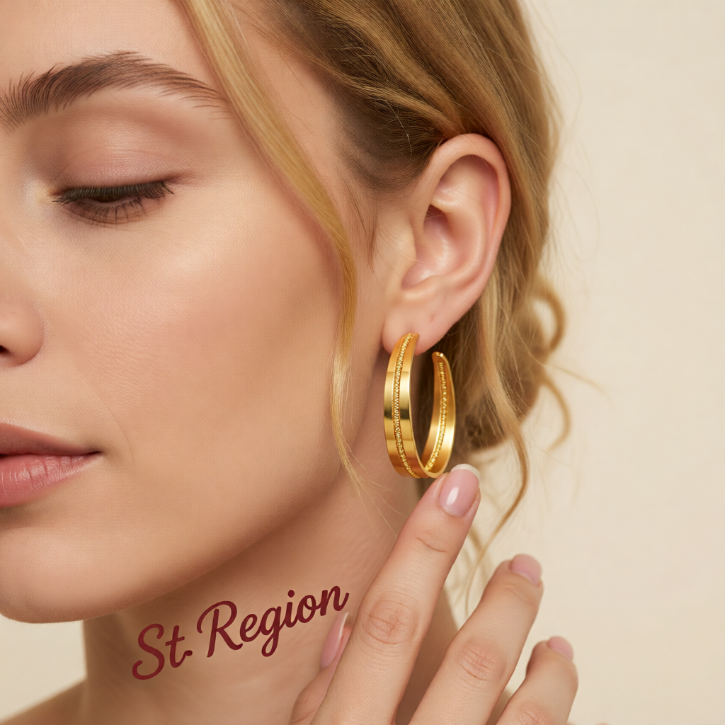 18K Gold-Plated Bead Line Huggie Earring