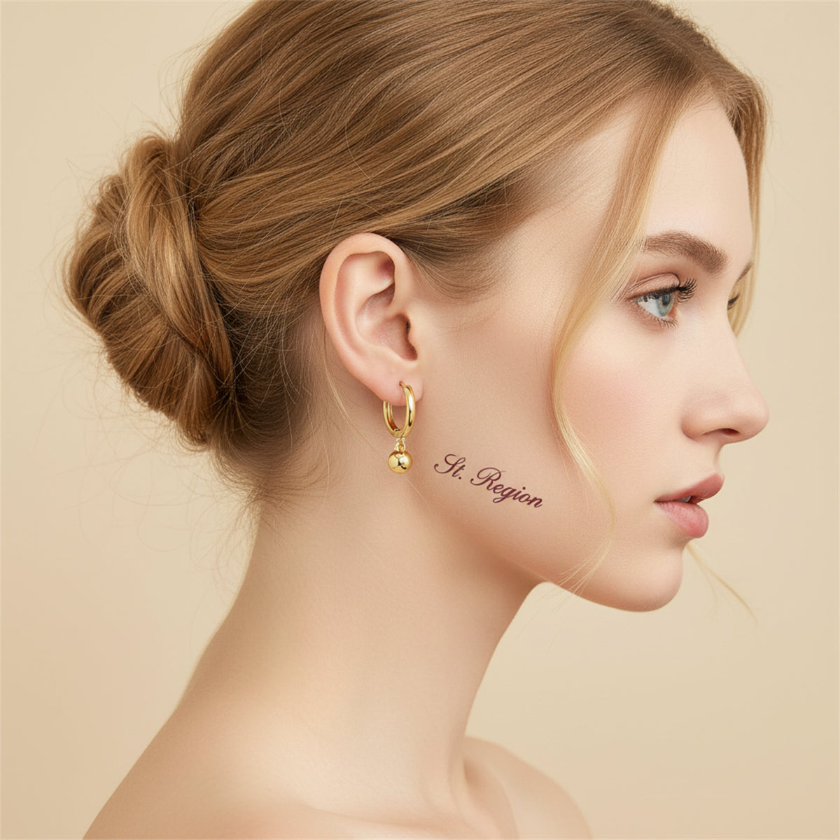 18K Gold-Plated Ball Hoop Earrings - Street Region