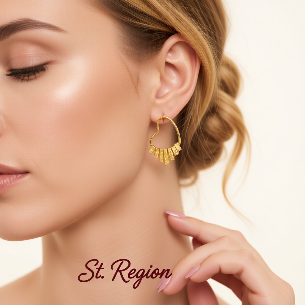 18K Gold-Plated Textured Heart Dangle Earrings, gold drop earrings for women, elegant gift for her, styled look