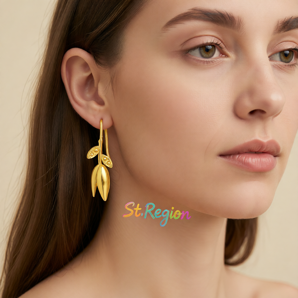 18K Gold-Plated Rose Drop Earrings
