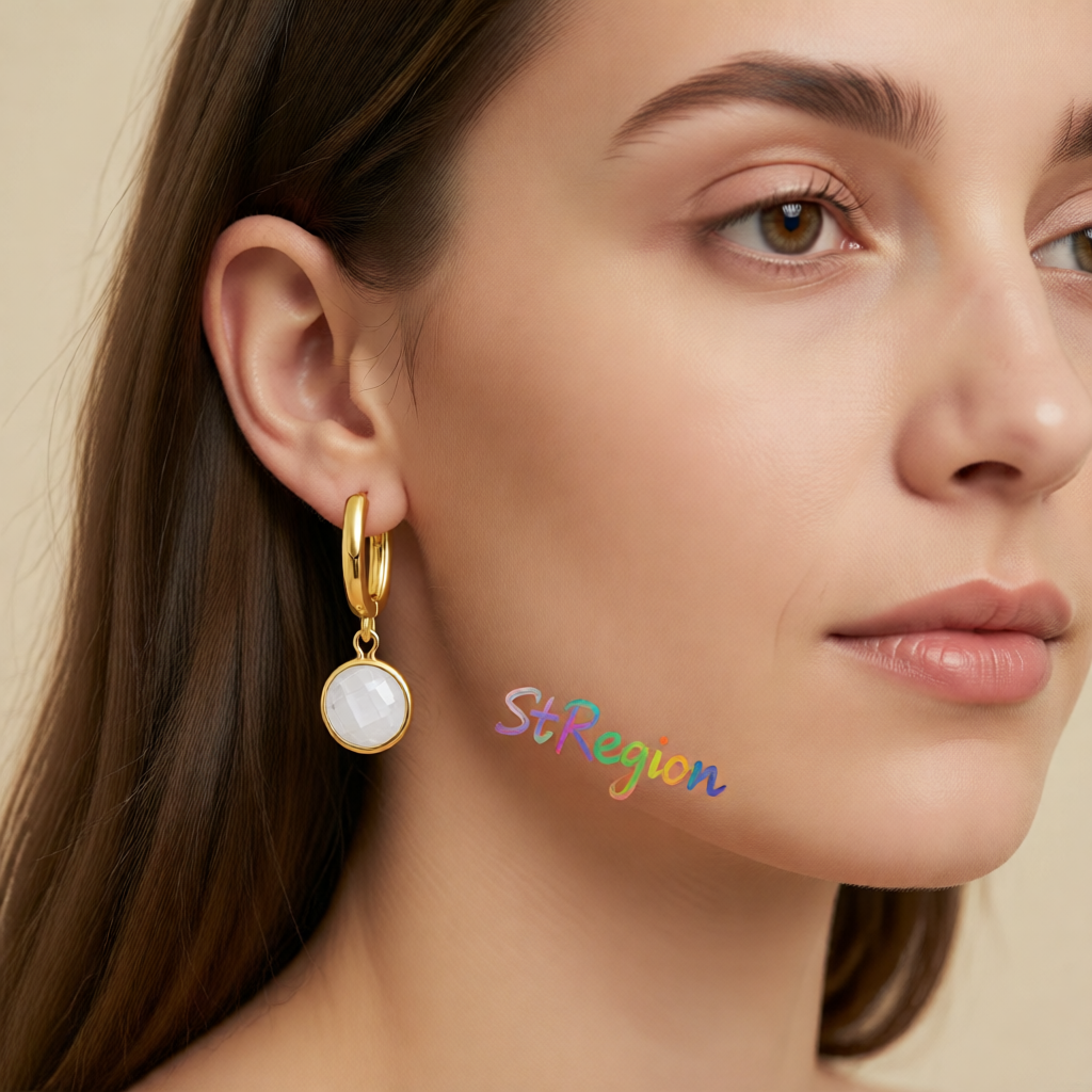 White Crystal & 18K Gold-Plated Round Huggie Earrings