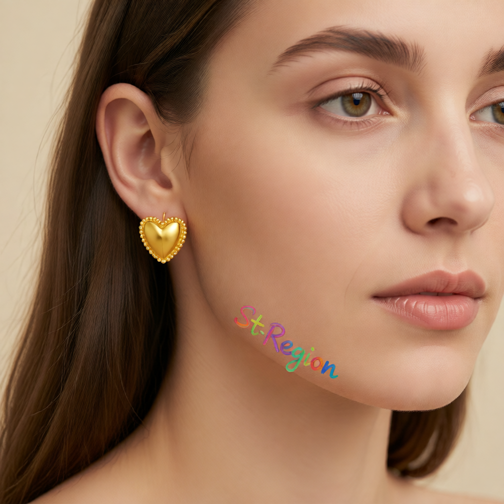 18K Gold-Plated Heart Stud Earrings