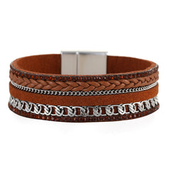 Brown Polystyrene & Cubic Zirconia Silver-Plated Curb-Chain Bracelet