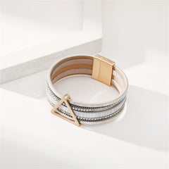 Polystyrene & Cubic Zirconia 18K Gold-Plated Triangle Layered Bracelet