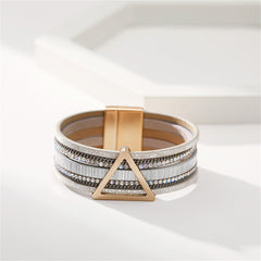 Polystyrene & Cubic Zirconia 18K Gold-Plated Triangle Layered Bracelet