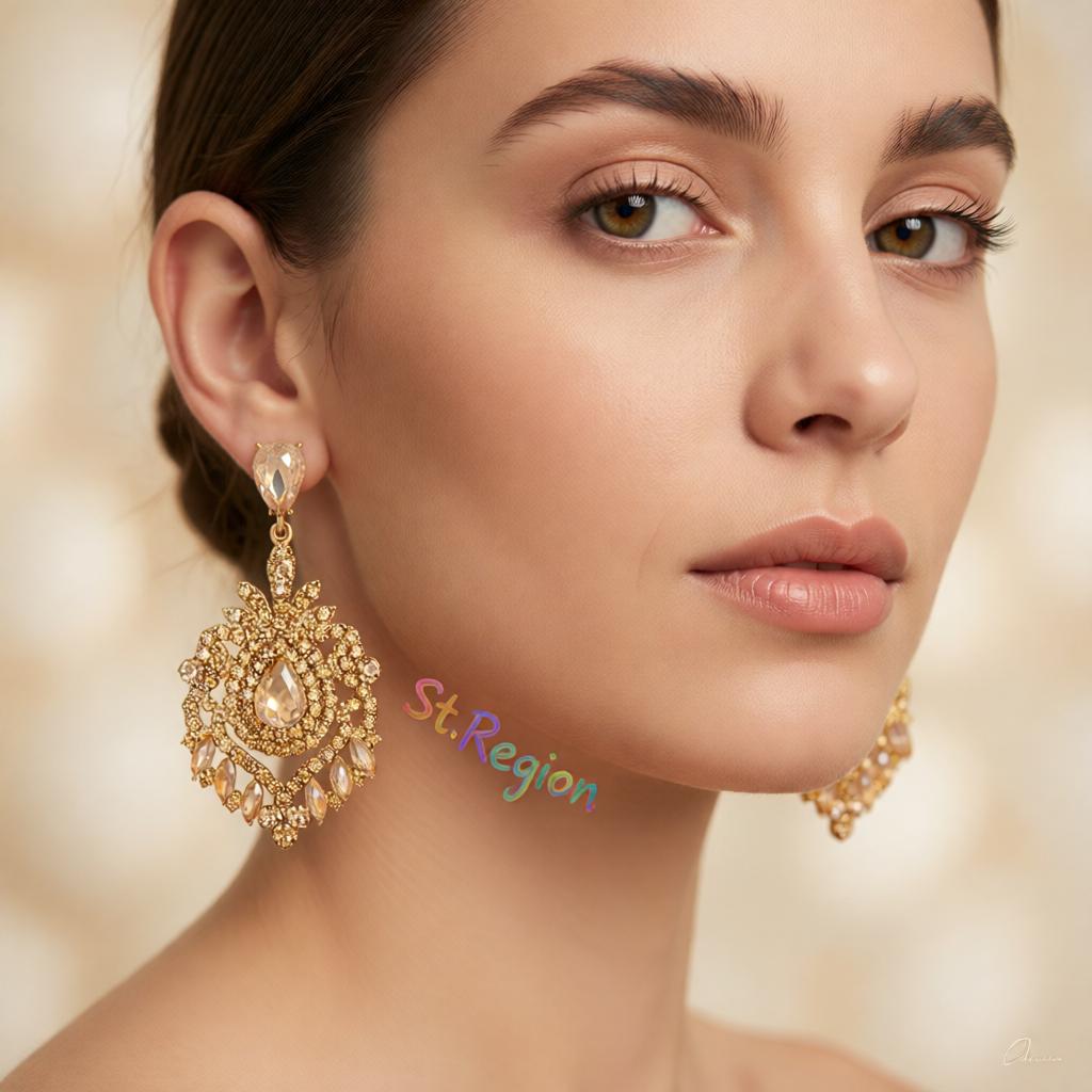 Yellow Crystal and Cubic Zirconia 18K Gold-Plated Botanical Drop Earrings, gold drop earrings for women, styled look