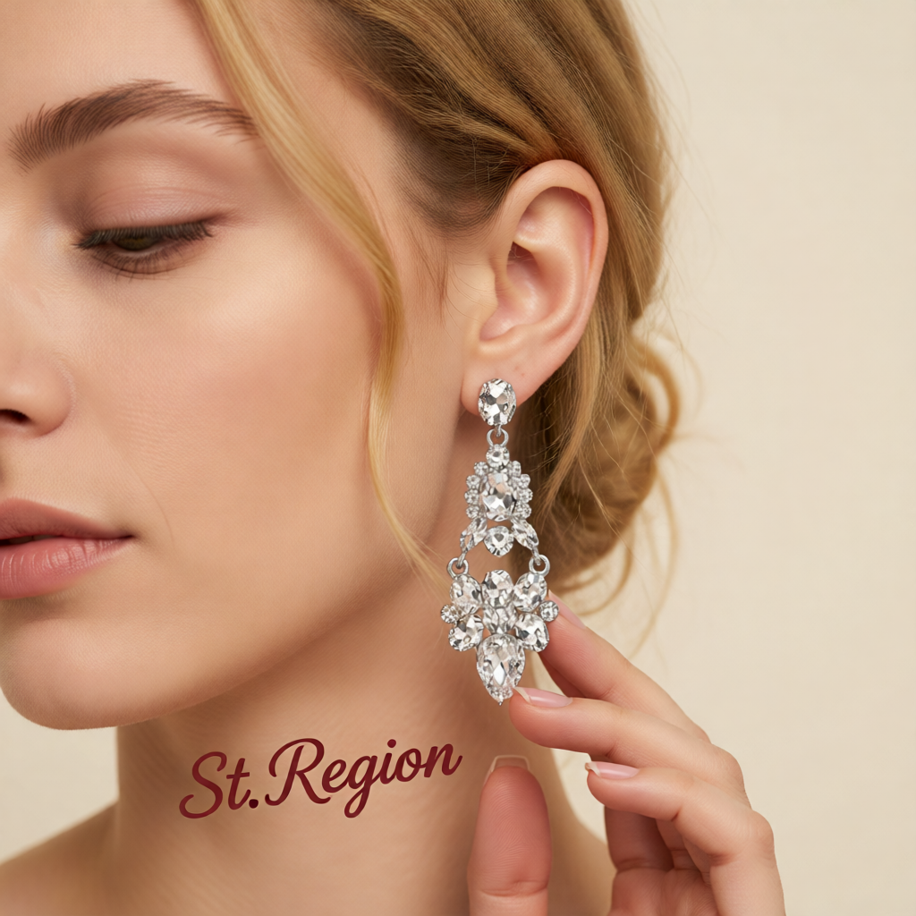 Crystal & Cubic Zirconia Silver-Plated Cluster Drop Earrings