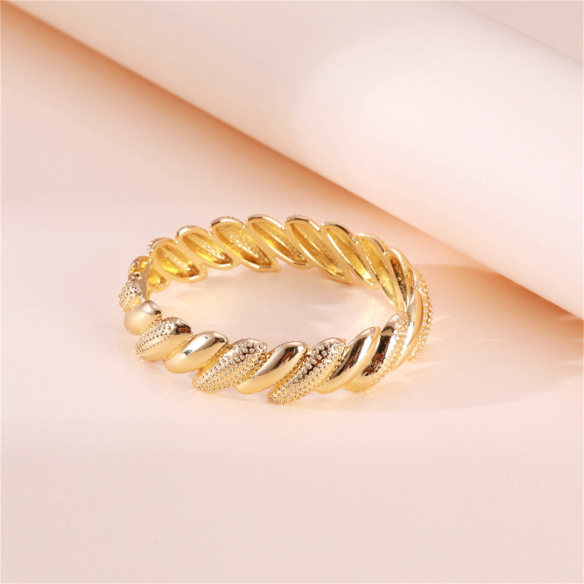 18K Gold-Plated Milgrain Rope-Twist Hinge Bangle, gold bangle bracelet, everyday style, lifestyle look