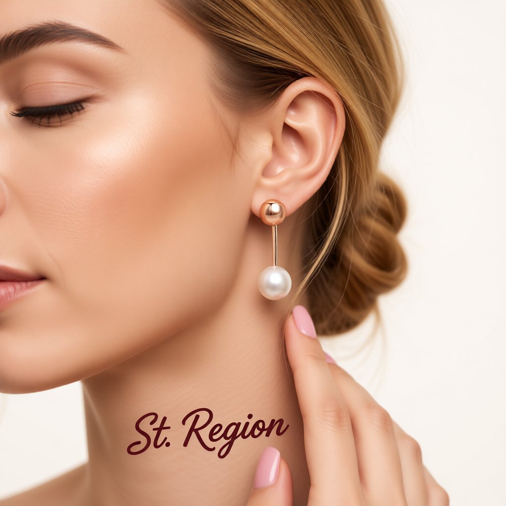 Pearl and 18K Rose Gold-Plated Bar Ear Jackets, dainty minimalist design, styled look