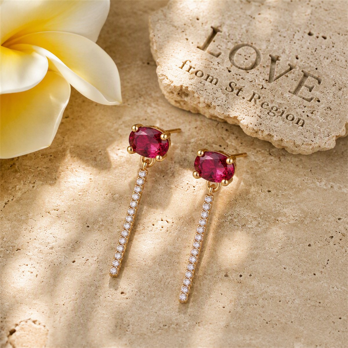 Rose Crystal and Cubic Zirconia Oval Chain Drop Earrings, drop earrings for women, elegant gift for her, styled look