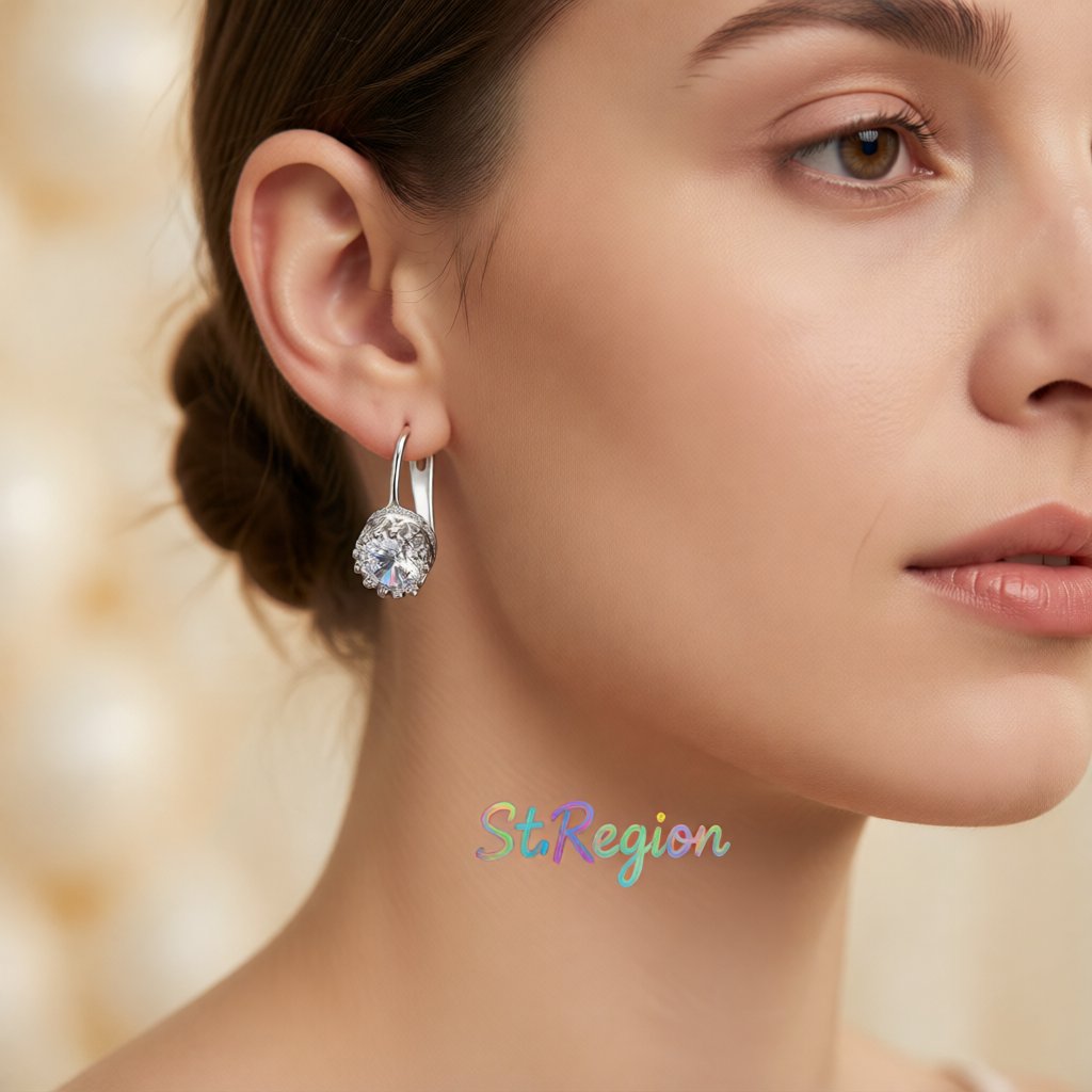 Crystal and Silver-Plated Round Huggie Earrings, silver huggie earrings, elegant gift for her, styled look