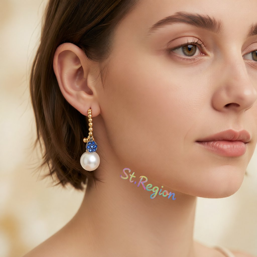 Pearl and Cubic Zirconia 18K Gold-Plated Beaded Drop Earrings, gold drop earrings for women, styled look