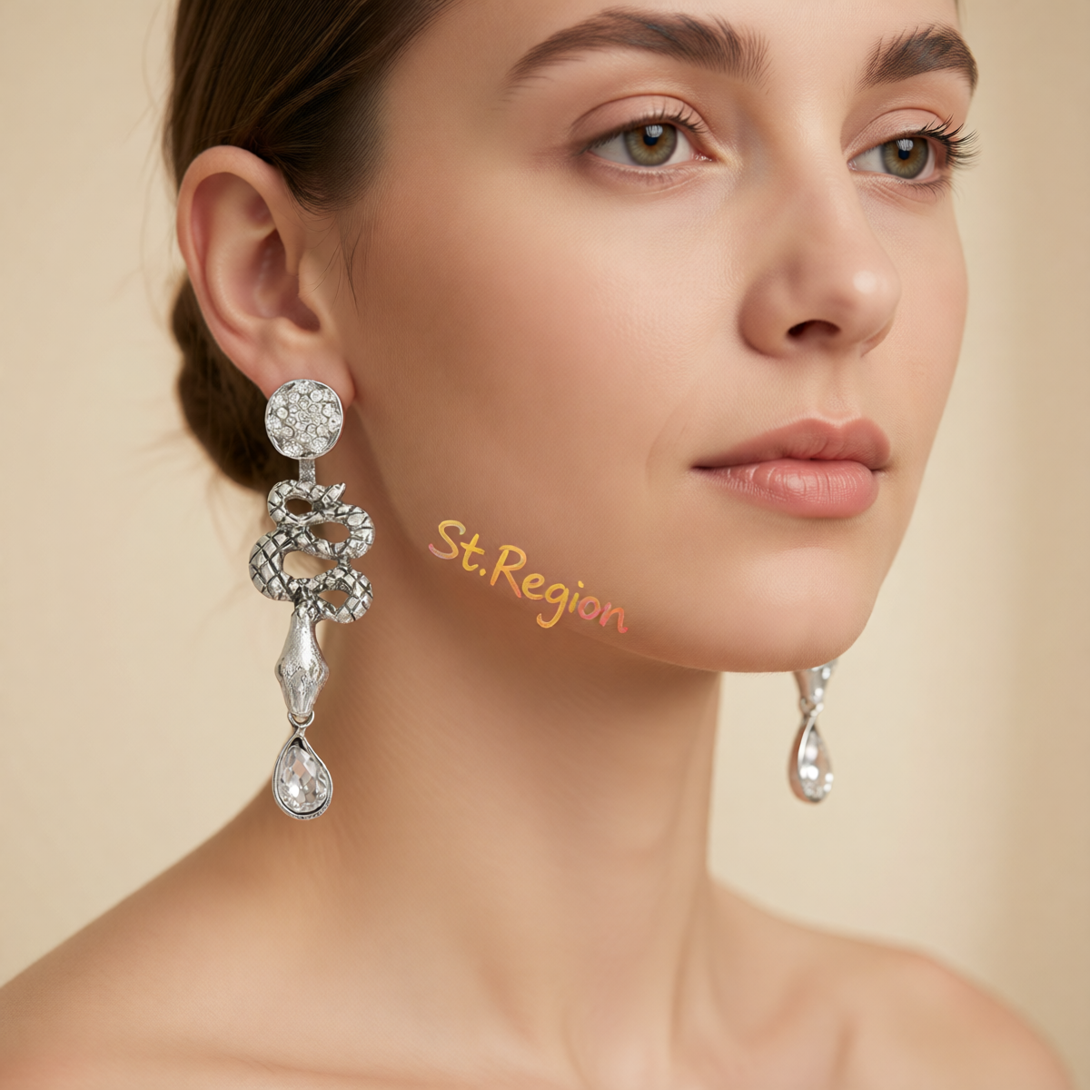 Cubic Zirconia & Silver-Plated Snake Ear Jackets
