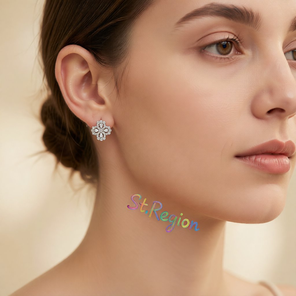 Crystal and Cubic Zirconia Silver-Plated Flower Stud Earrings, silver stud earrings for women, everyday style, styled look