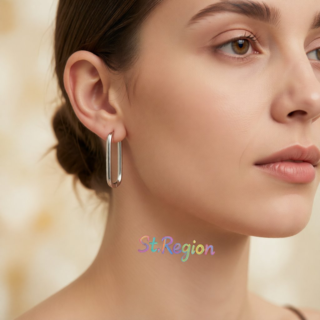 Silver-Plated Smooth Face U-Shape Huggie Earrings, silver huggie earrings, botanical inspired, styled look
