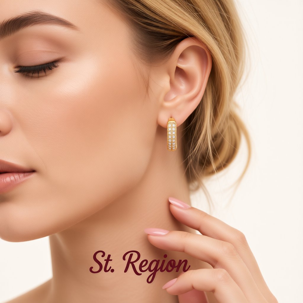 Cubic Zirconia and 18K Gold-Plated Huggie Earrings, gold huggie earrings, dainty minimalist design, styled look