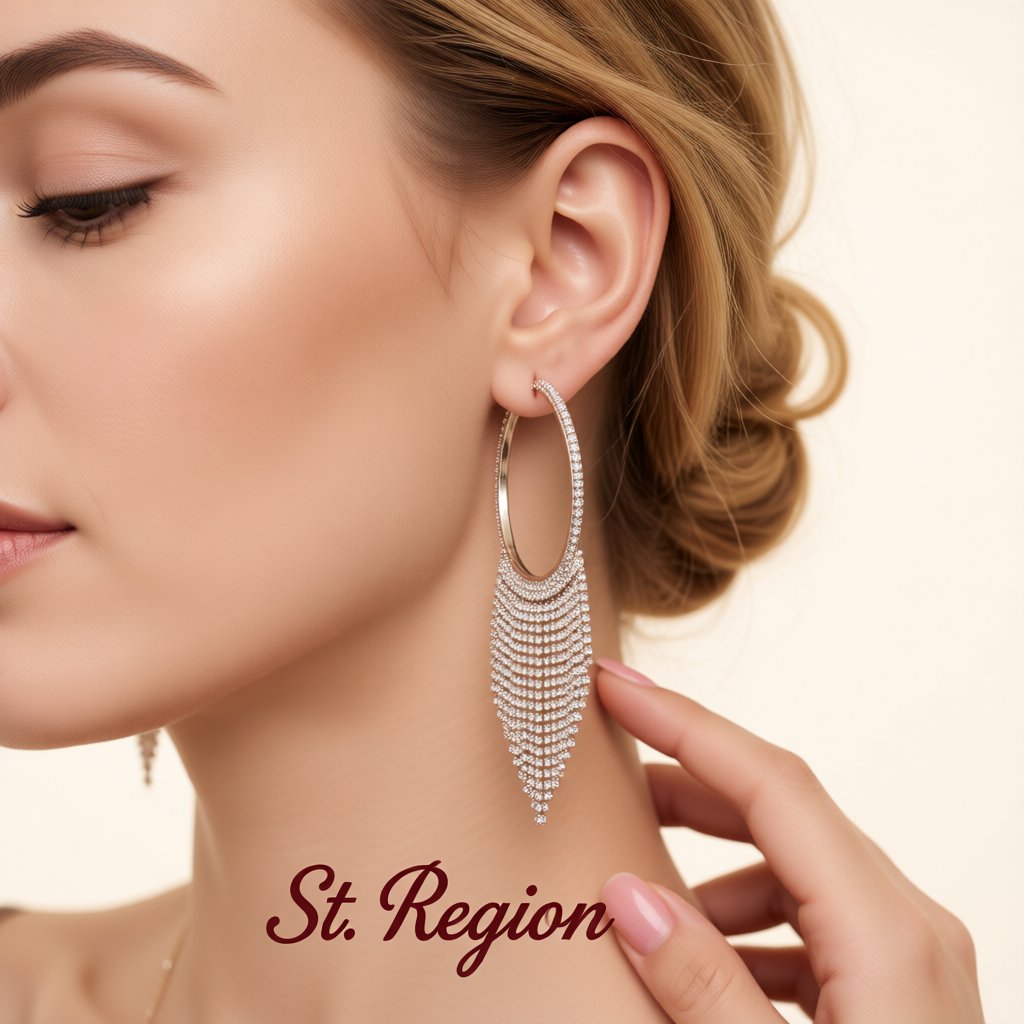 Cubic Zirconia and 18K Gold-Plated Tassel Hoop Earrings, gold huggie earrings, dainty minimalist design, styled look