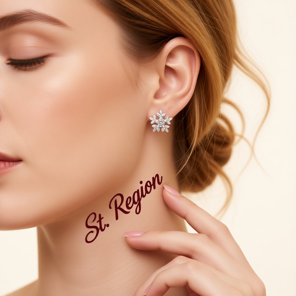 Cubic Zirconia and Silver-Plated Brushed Snowflake Stud Earrings, silver stud earrings for women, everyday style, styled look