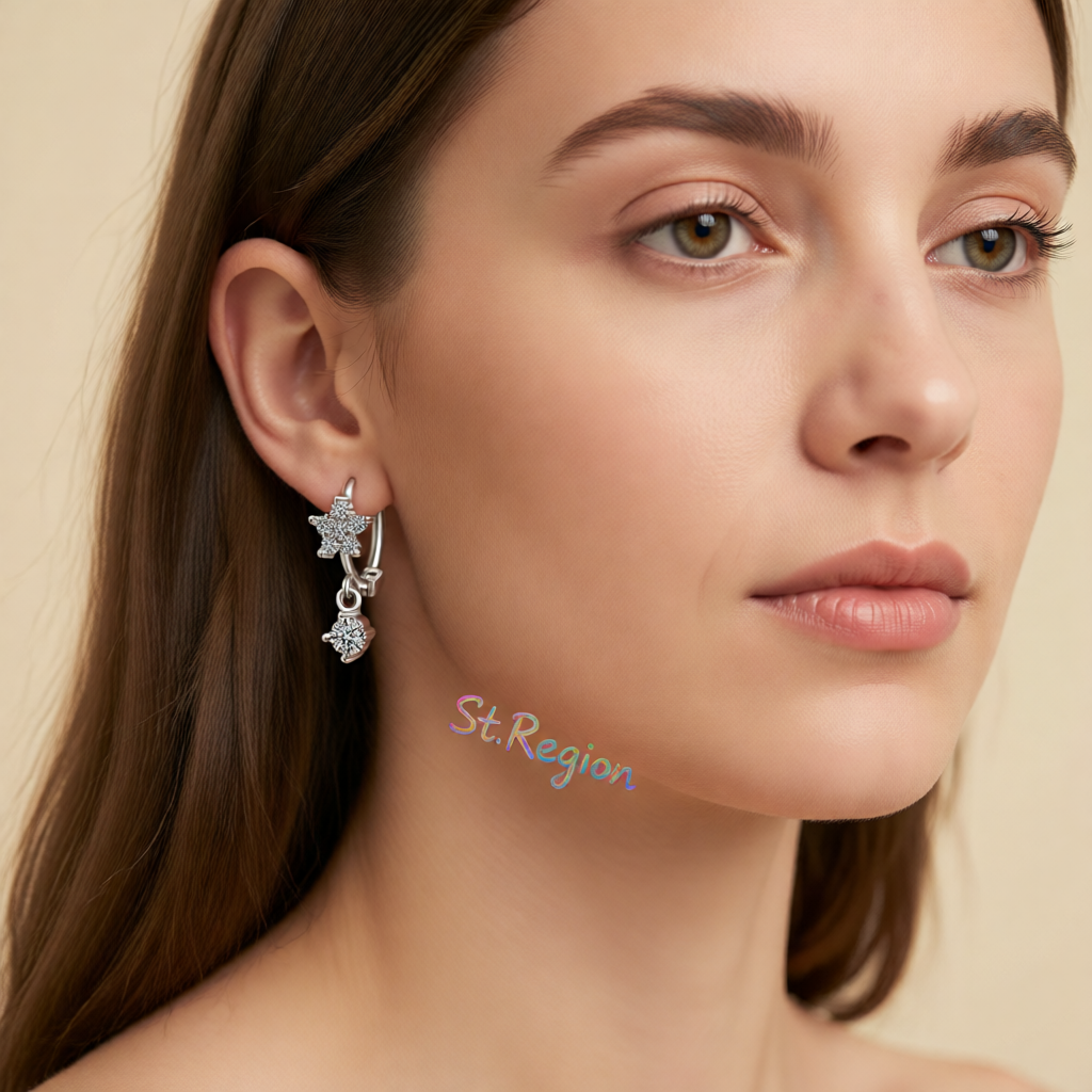 Cubic Zirconia & Silver-Plated Flower Drop Earrings