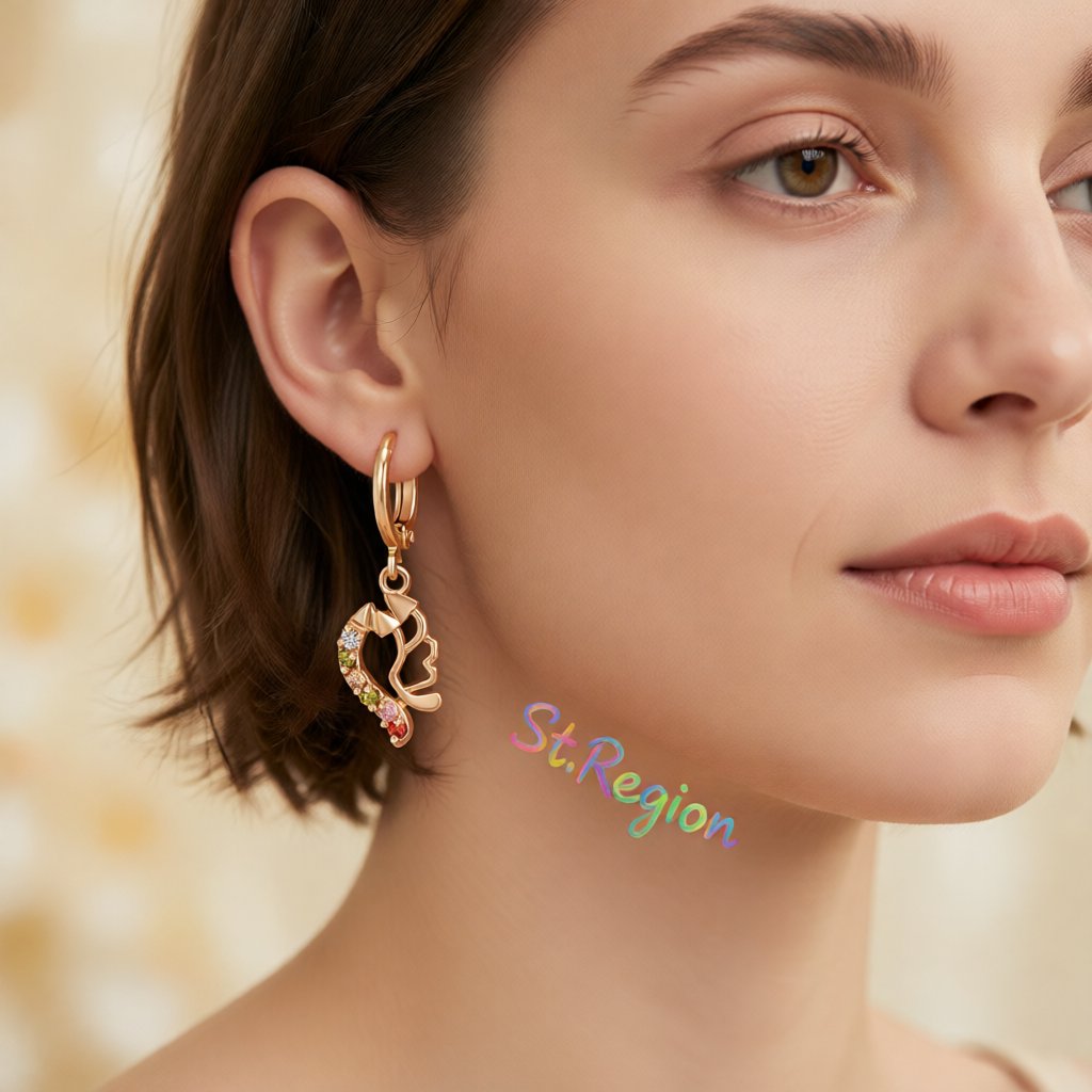 Cubic Zirconia and 18K Gold-Plated Geometric Drop Earrings, gold huggie earrings, everyday style, styled look