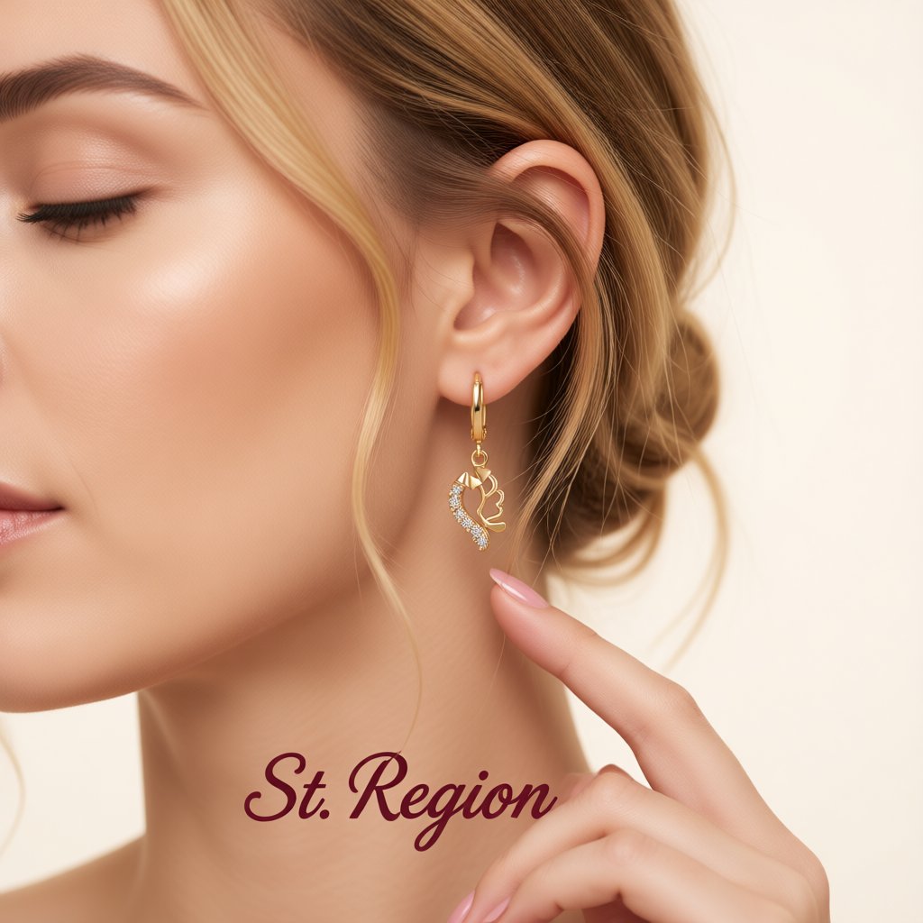 White Cubic Zirconia and 18K Gold-Plated Geometric Drop Earrings, gold huggie earrings, everyday style, styled look