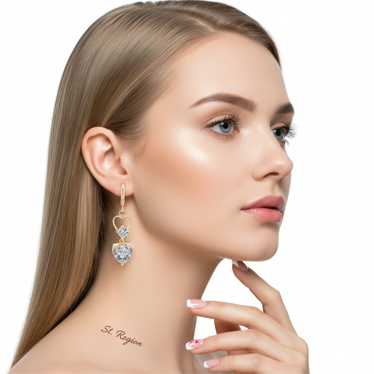 Crystal & Cubic Zirconia 18K Gold-Plated Heart Dangle Earring