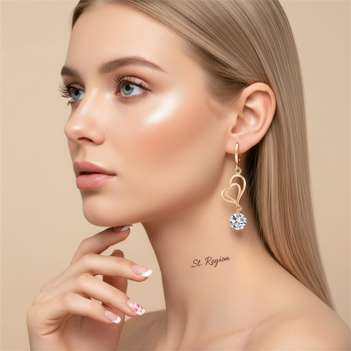 Clear Cubic Zirconia & 18K Gold-Plated Open Heart Drop Earrings
