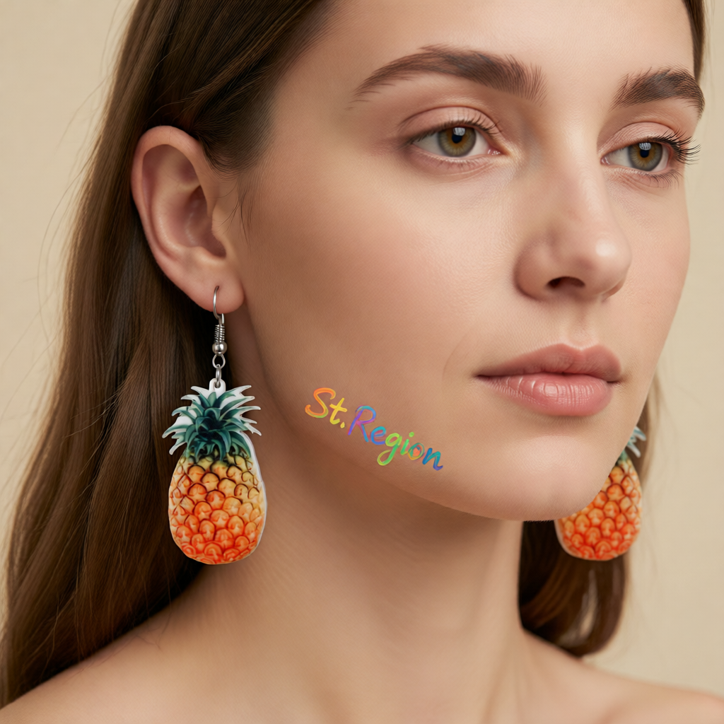 Yellow Acrylic & Silver-Plated Pineapple Drop Earrings