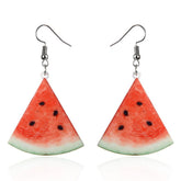 Red Acrylic & Silver-Plated Watermelon Drop Earrings