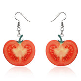 Red Acrylic & Silver-Plated Tomato Drop Earrings