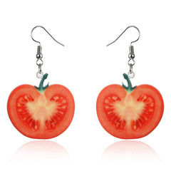 Red Acrylic & Silver-Plated Tomato Drop Earrings
