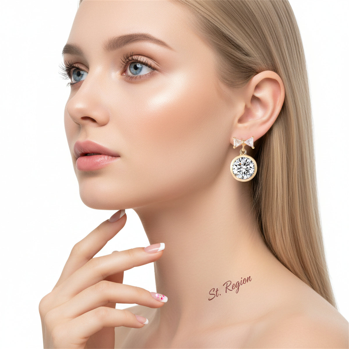 Crystal & 18K Gold-Plated Bow Drop Earrings
