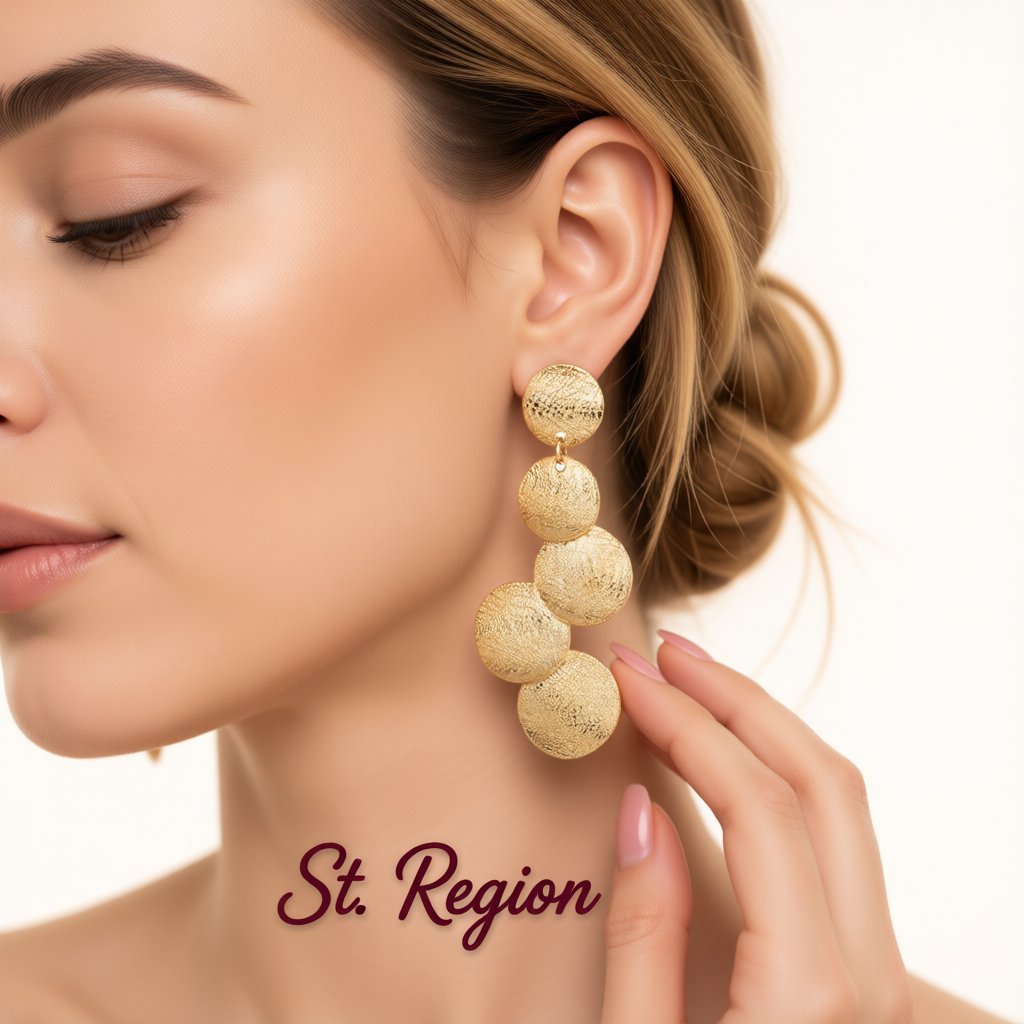 18K Gold-Plated Linking Round Drop Earrings, gold drop earrings for women, elegant gift for her, styled look