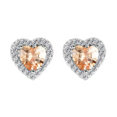 Champagne Crystal & Cubic Zirconia Silver-Plated Halo Heart Stud Earrings