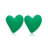 Green Acrylic & Silver-Plated Heart Stud Earrings