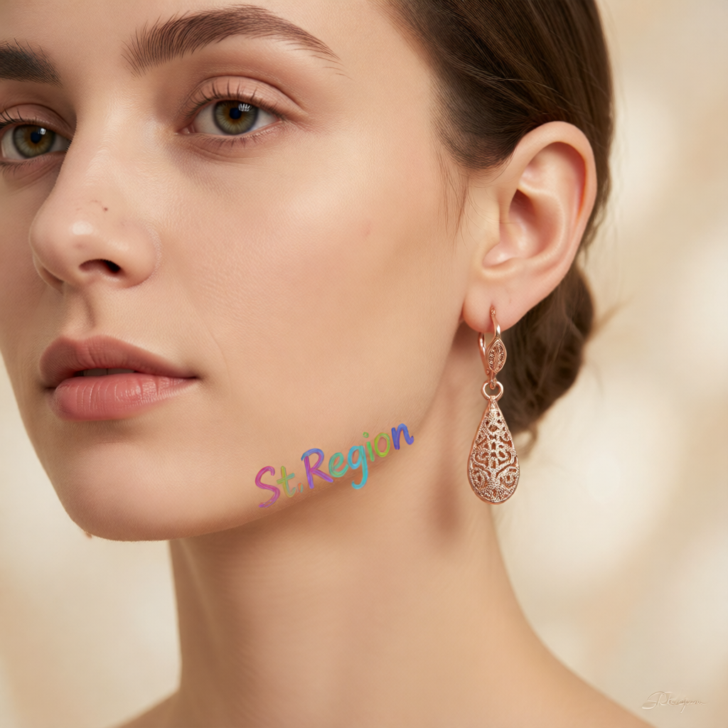 18K Rose Gold-Plated Openwork Teardrop Earrings