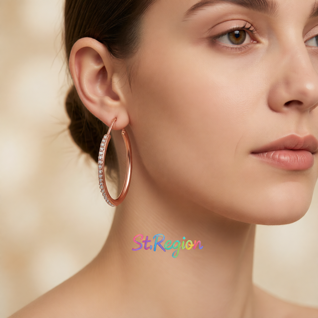 Cubic Zirconia and 18K Rose Gold-Plated Hoop Earrings, rose gold hoop earrings for women, styled look