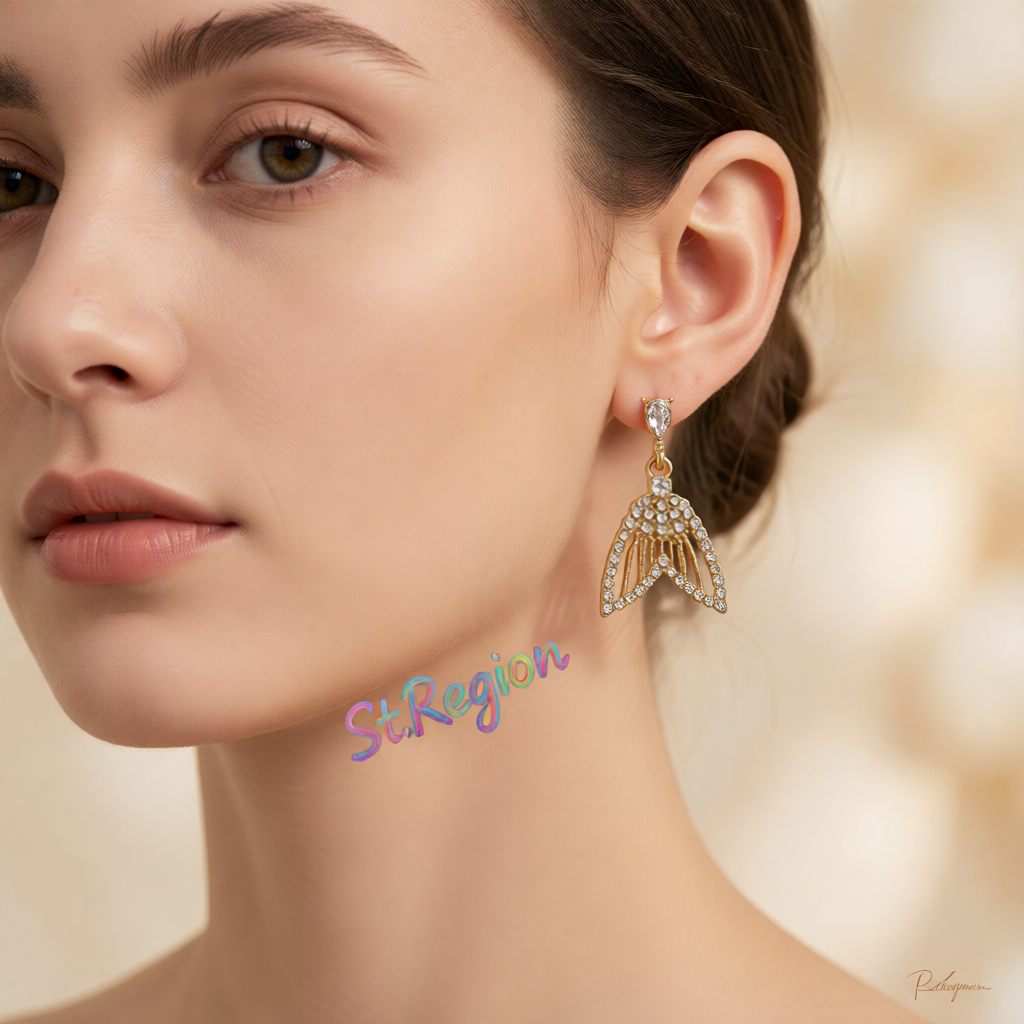 Cubic Zirconia & Crystal Fishtail Drop Earrings
