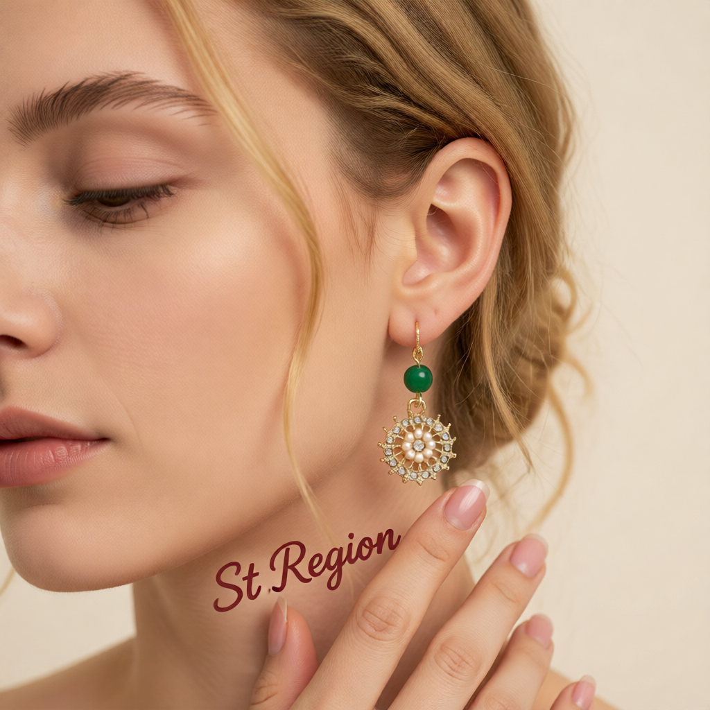 Green Quartz & Cubic Zirconia Pearl 18K Gold-Plated Flower Drop Earrings