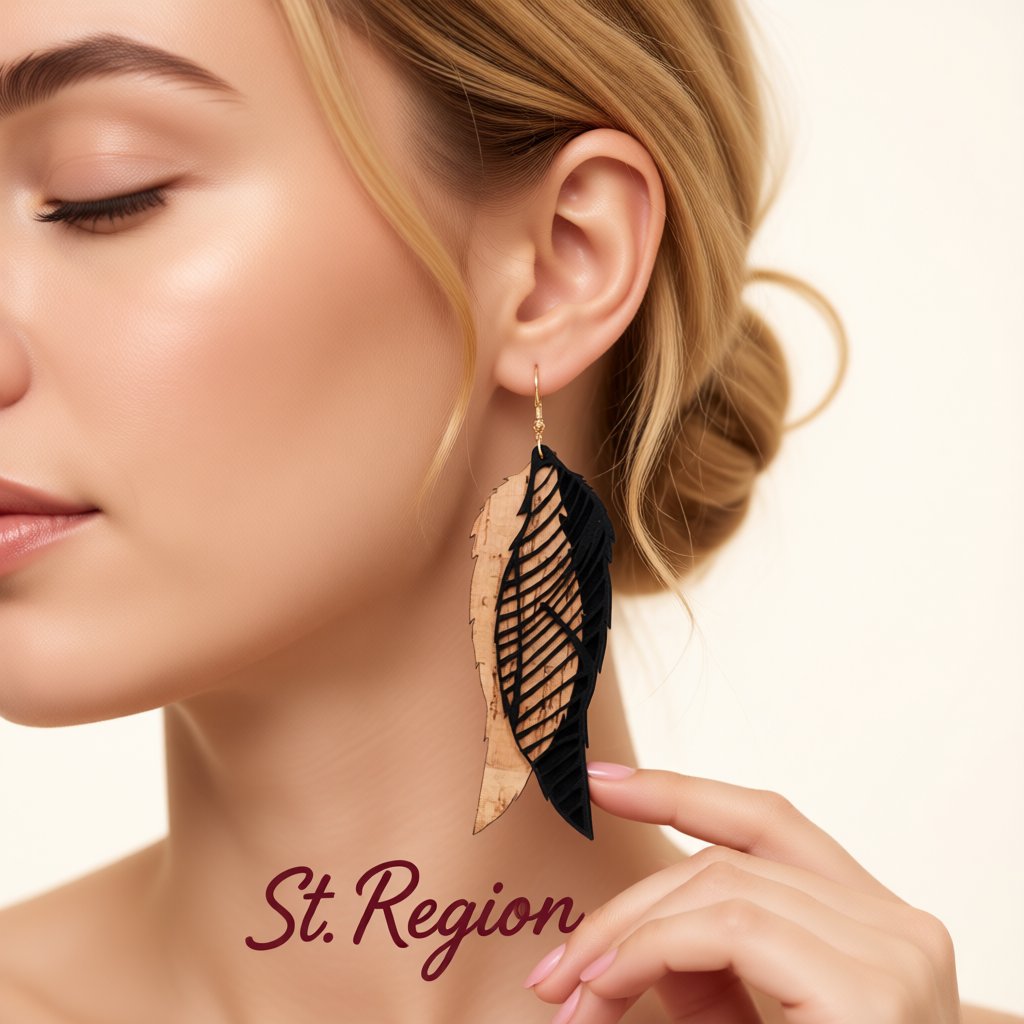 Black Polymer Clay and 18K Gold-Plated Leaves Drop Earrings, gold drop earrings for women, elegant gift for her, styled look