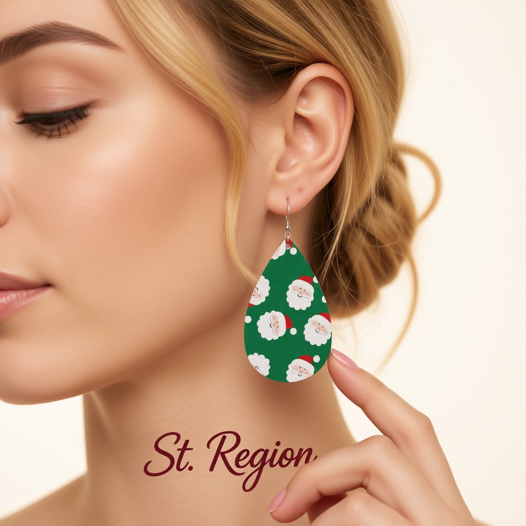 Green Polystyrene and Silver-Plated Santas Drop Earrings, silver drop earrings for women, styled look