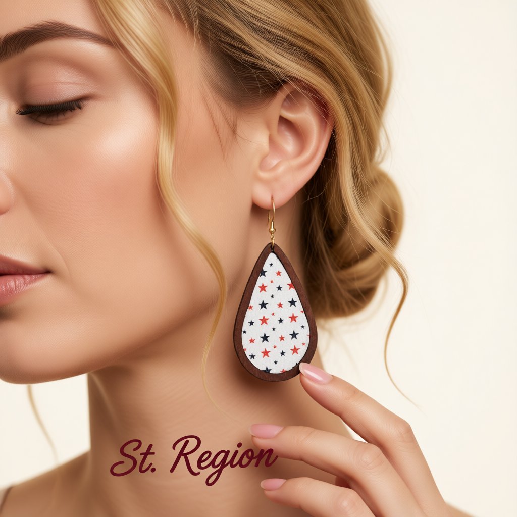 White Polystyrene and Wood 18K Gold-Plated Star Drop Earrings, gold drop earrings for women, everyday style, styled look