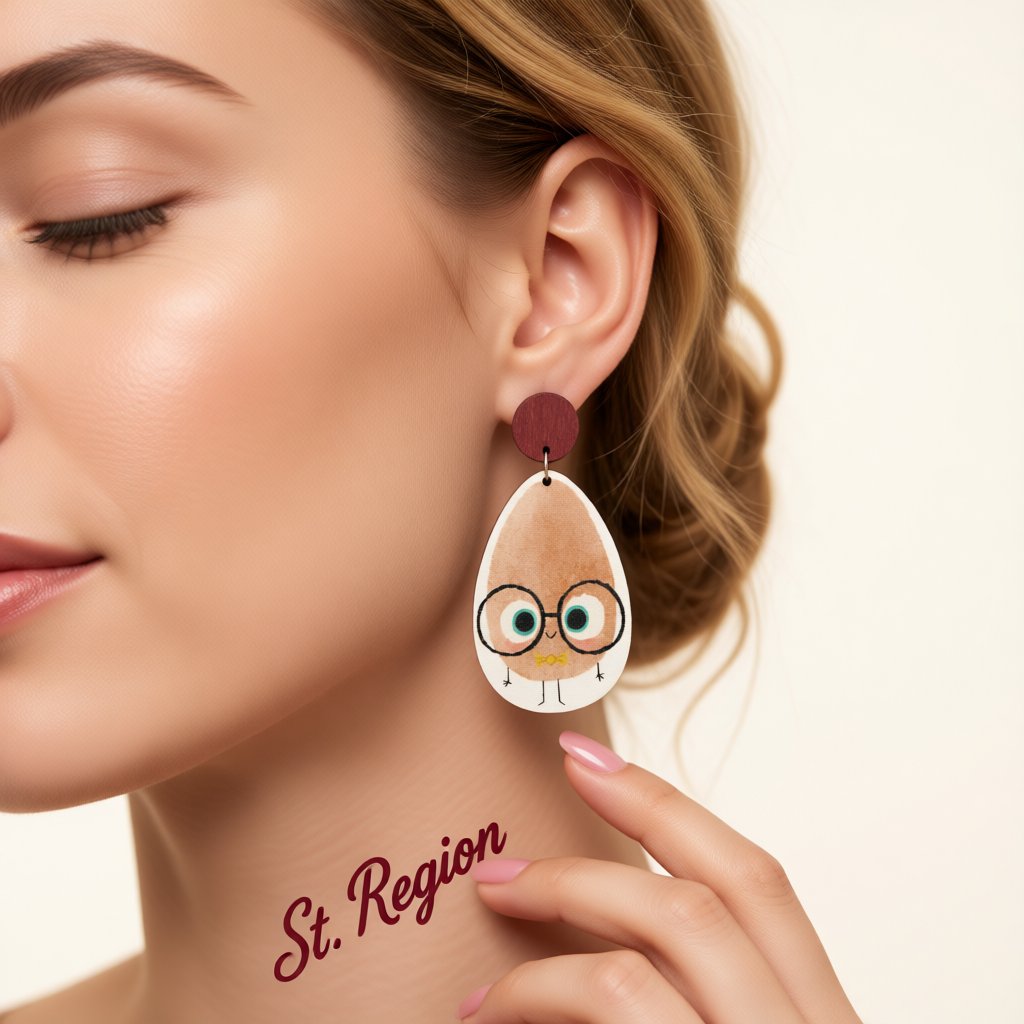 Brown Wood and Silver-Plated Potato Drop Earrings, silver drop earrings for women, vintage-inspired design, styled look