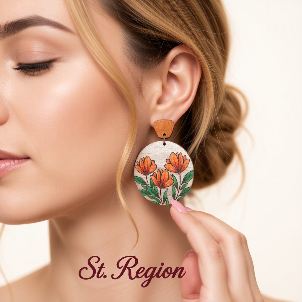 Yellow and Brown Sunflowers Wood Drop Earrings, drop earrings for women, botanical inspired, styled look