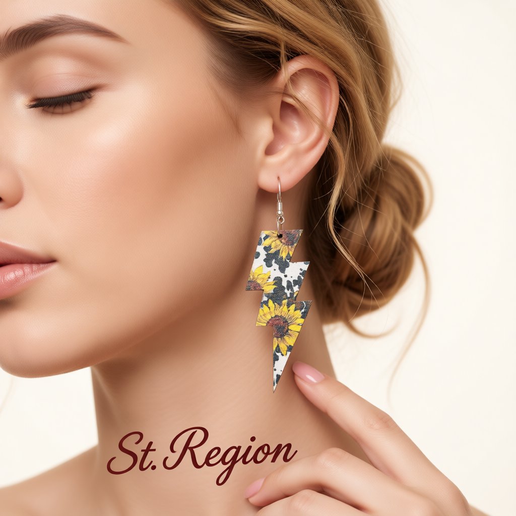 Yellow and Silver-Plated Sunflowers Lightning Drop Earrings, silver drop earrings for women, styled look