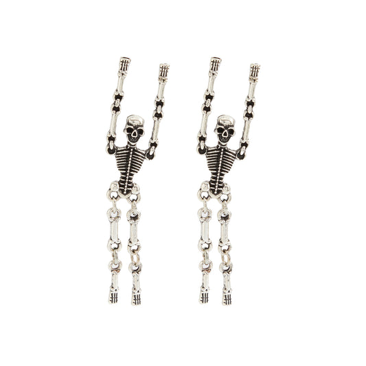 Silvertone Skeleton Dangle Earrings