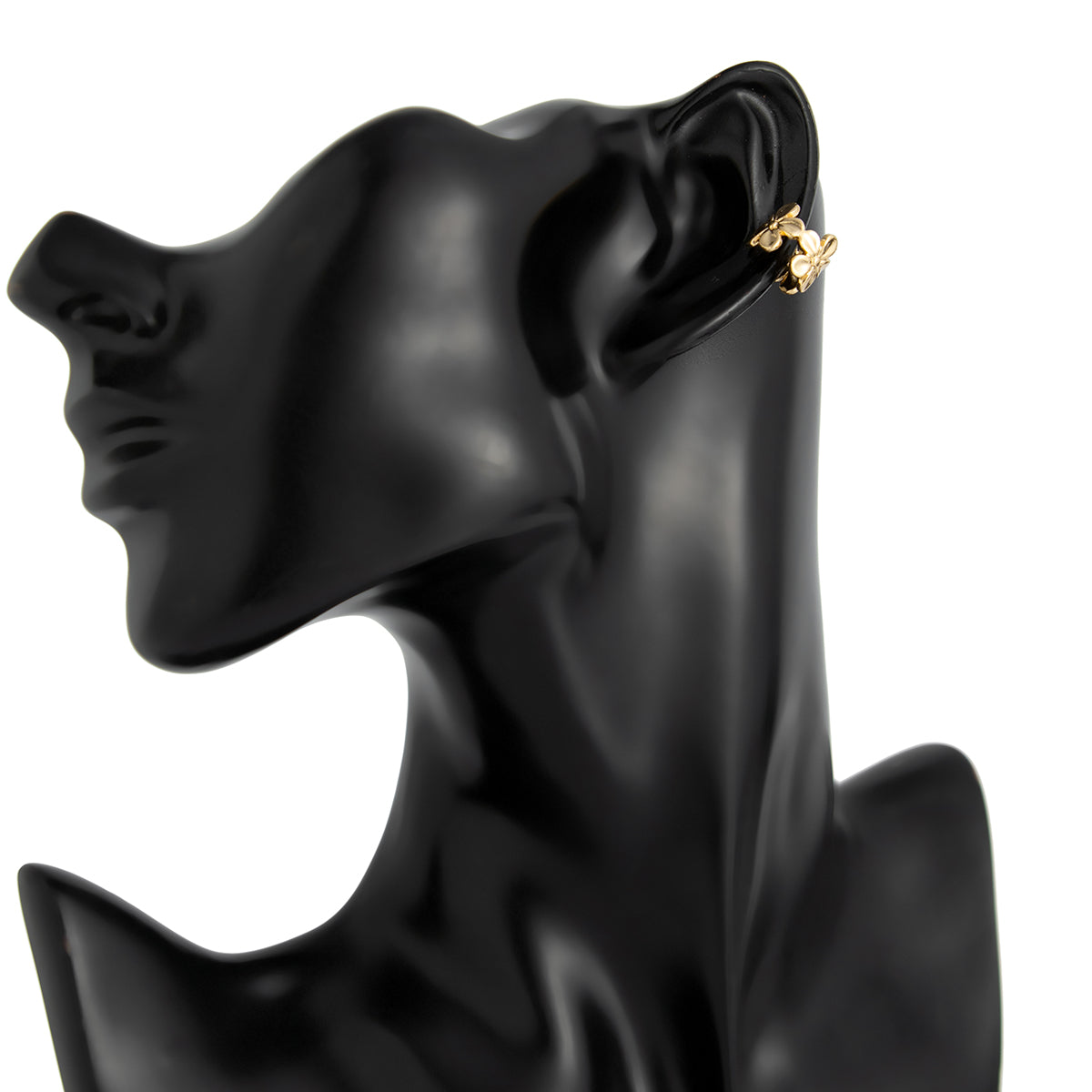 Goldtone Flower Ear Cuffs, vintage-inspired design, lifestyle look