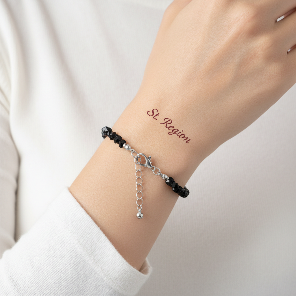 Black Resin & Silvertone Beads Chain Bracelet - Street Region